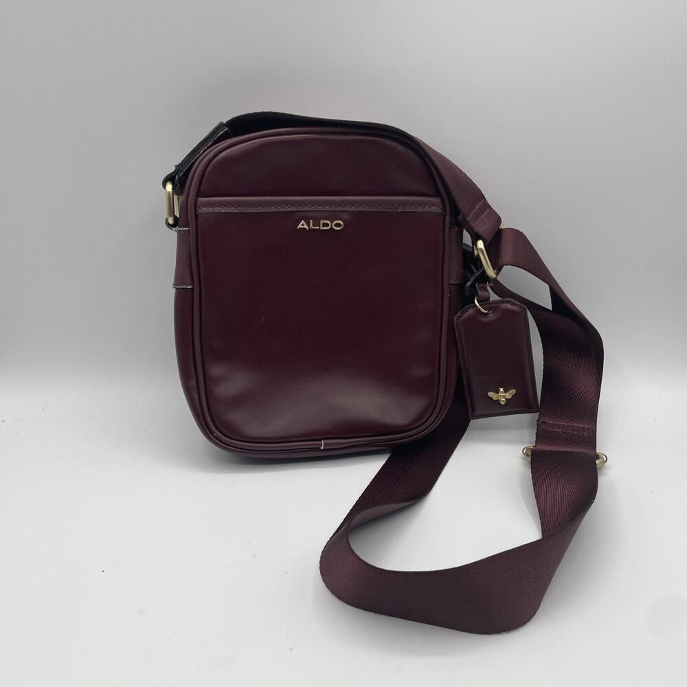 Aldo Mini Crossbody Phone Bag Purple Faux Leather Small Zip Shoulder Purse